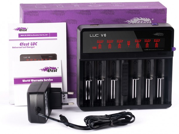 Efest - LUC V6 LCD / USB 6 Slot Ladegerät
